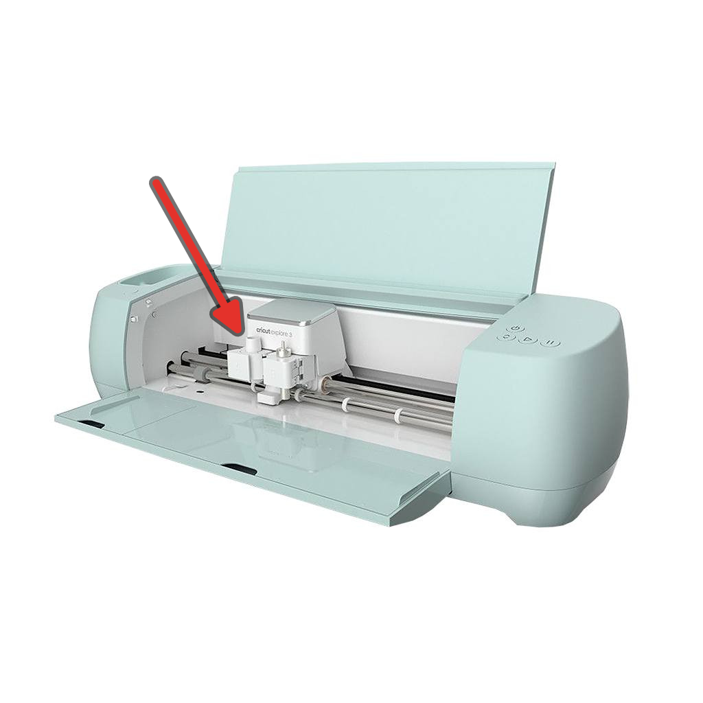 The cutting carriage inside a Cricut