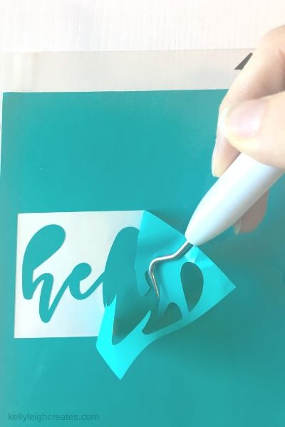 Weeding a cut vinyl design