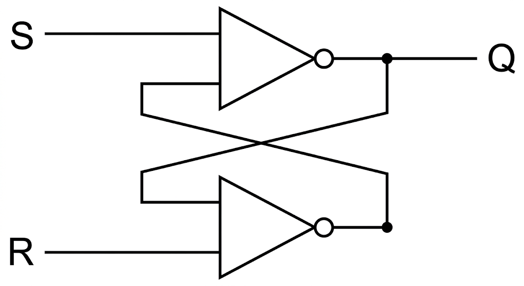 Normally, NOT gates would only accept a single input. For this example we're showing them accepting two inputs for simplicity.